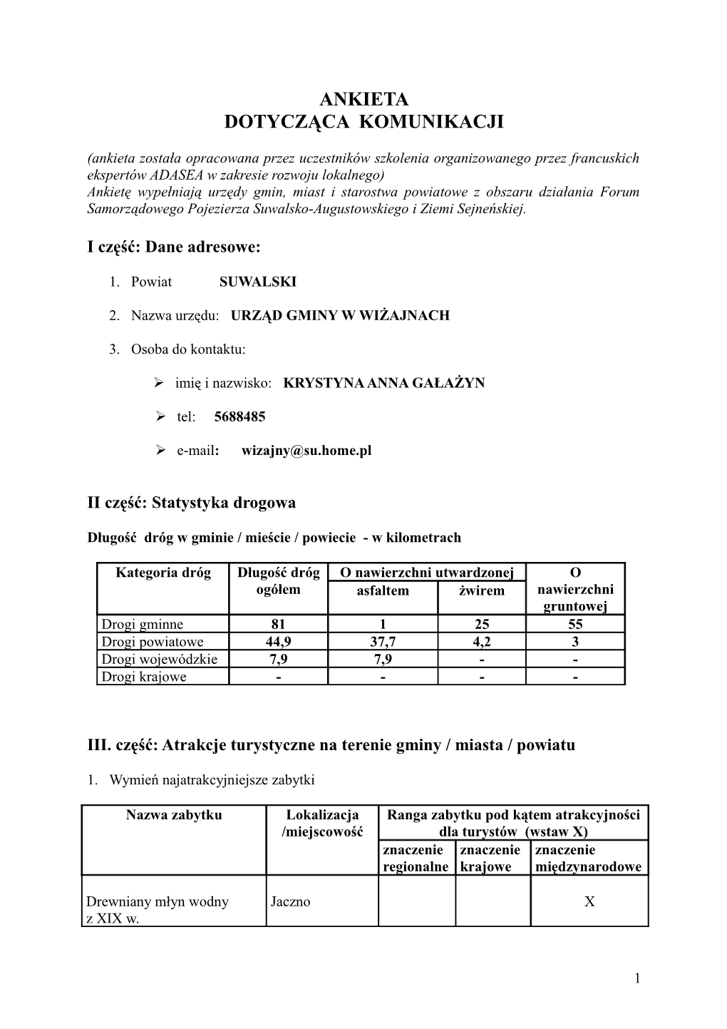 Ankieta Dotycząca Komunikacji