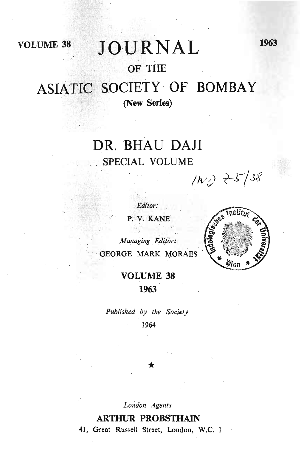 Asiatic Society of Bombay Dr. -Bhau Daji