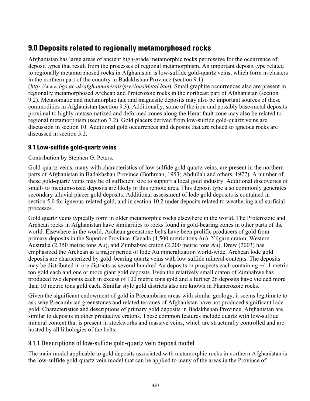 9.0 Deposits Related to Regionally Metamorphosed Rocks