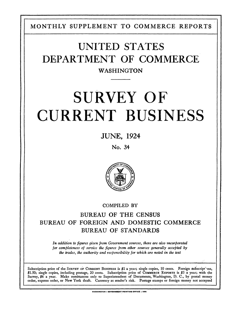 Survey of Current Business June 1924