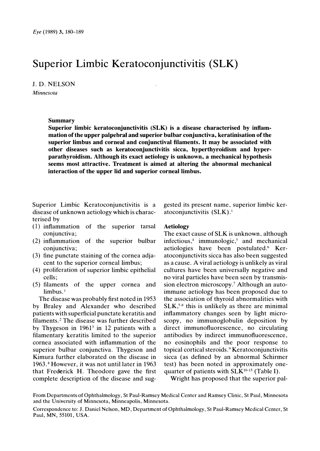 Superior Limbic Keratoconjunctivitis (SLK)