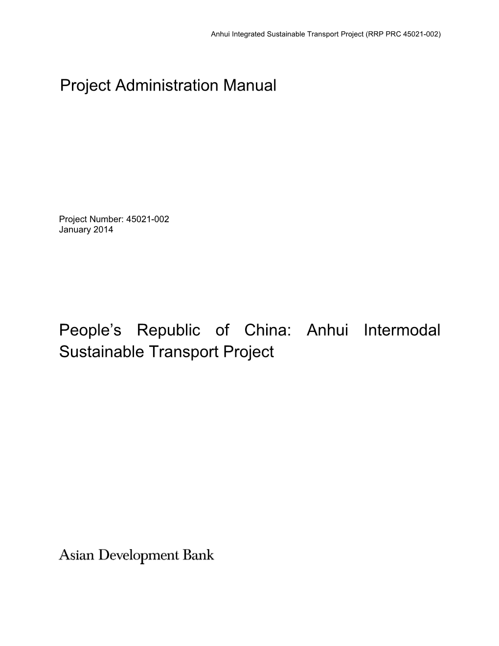 Anhui Intermodal Sustainable Transport Project: Project