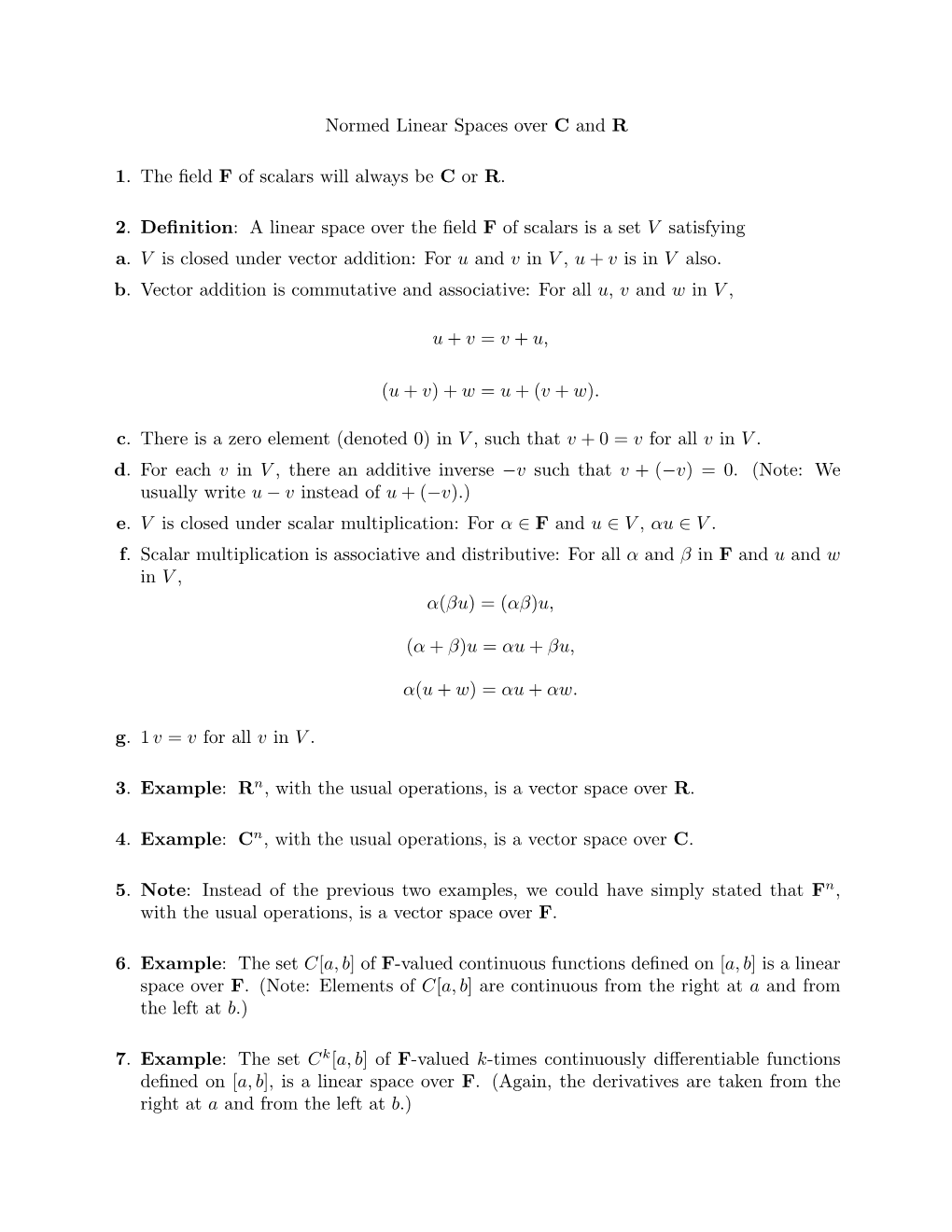 Normed Linear Spaces Over C and R