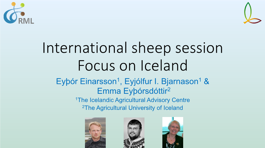 International Sheep Session Focus on Iceland Eyþór Einarsson1, Eyjólfur I