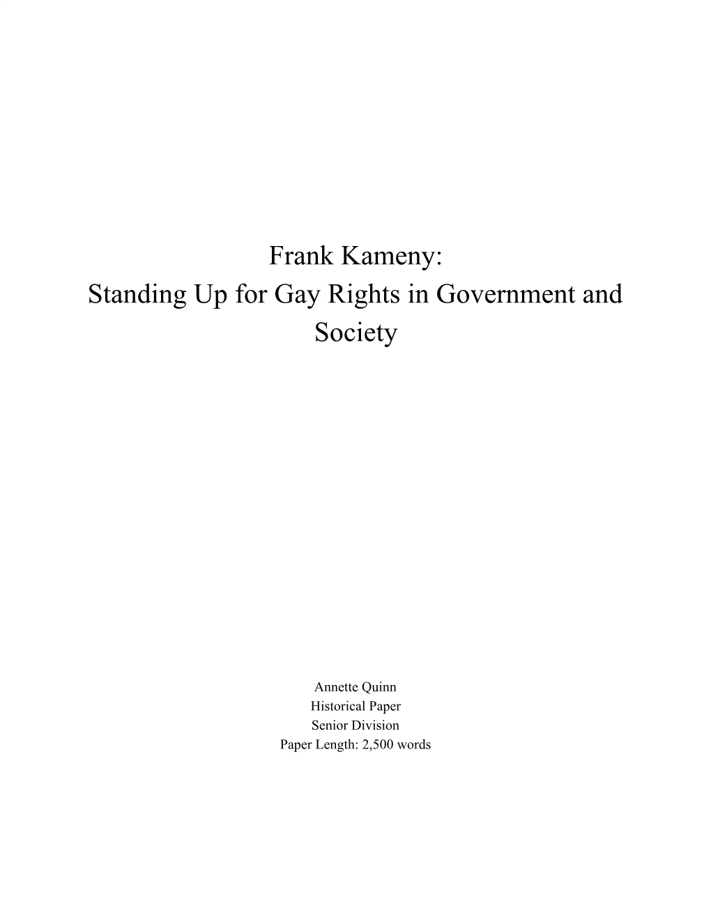 Frank Kameny: Standing up for Gay Rights in Government and Society