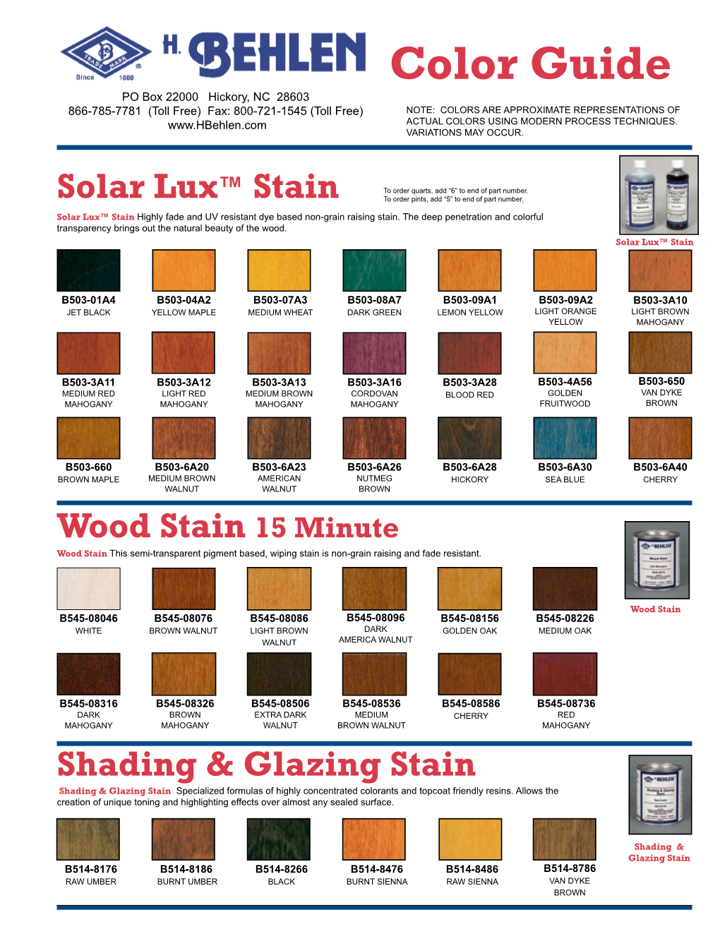 Behlen Color Chart