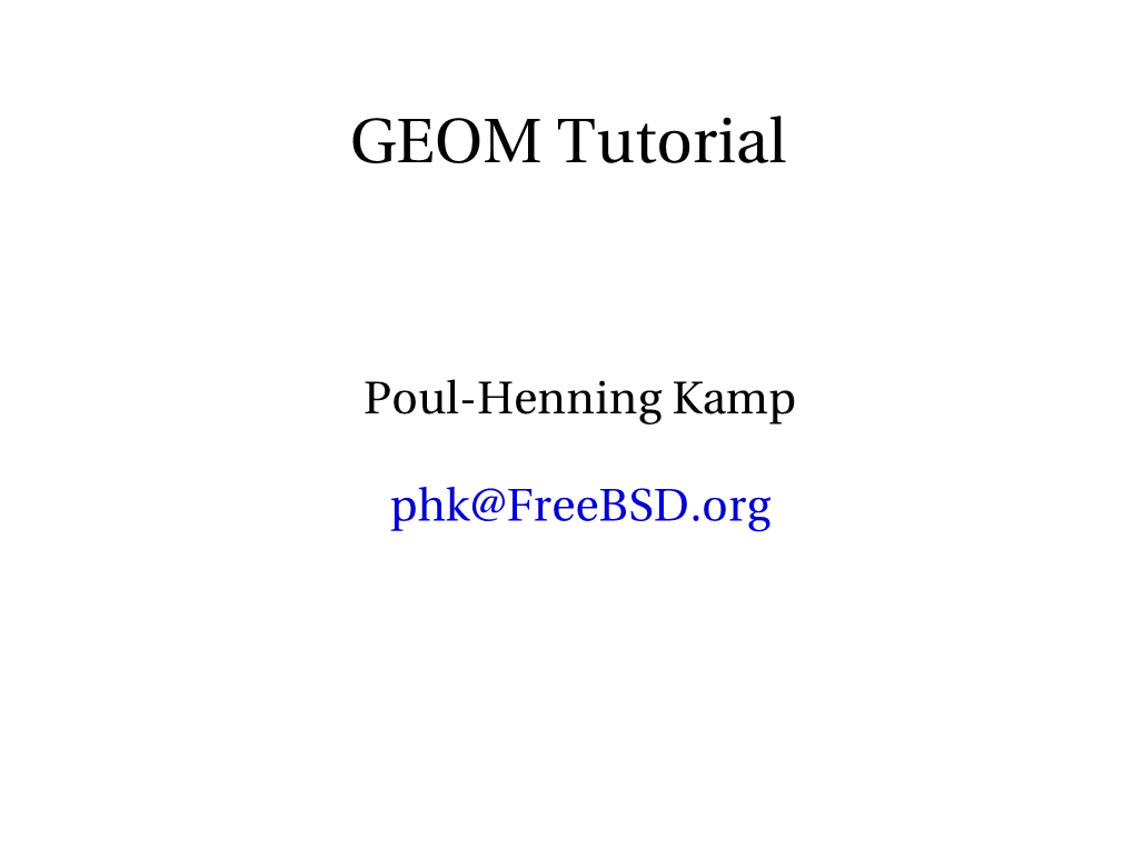 GEOM Tutorial