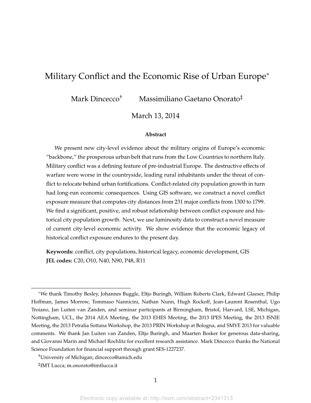 Military Conflict and the Economic Rise of Urban