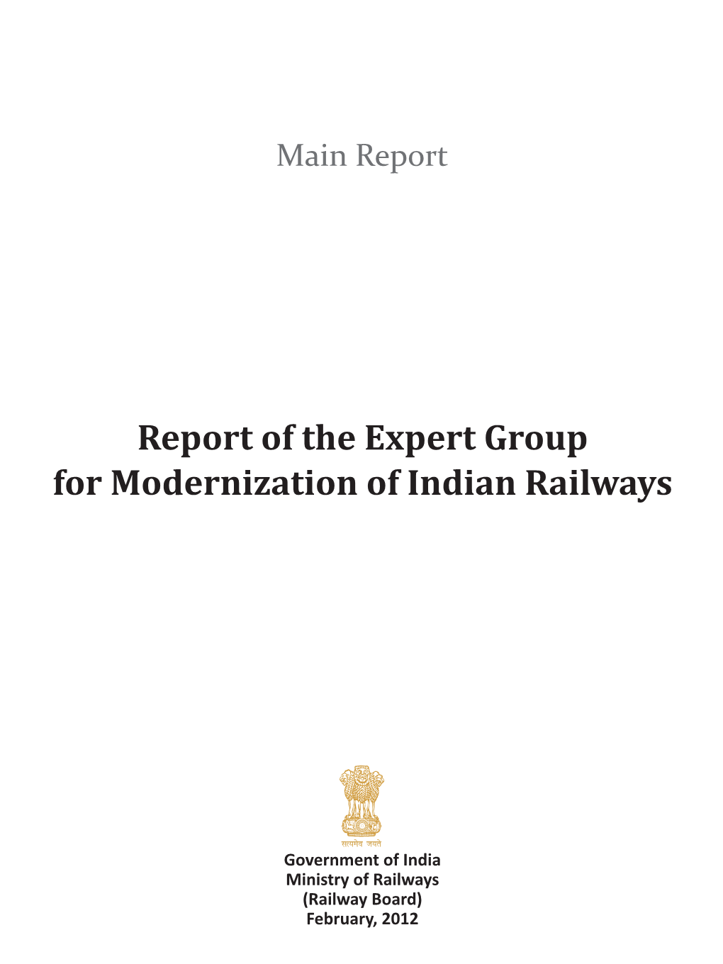 Report of the Expert Group on Modernisation of Indian Railways