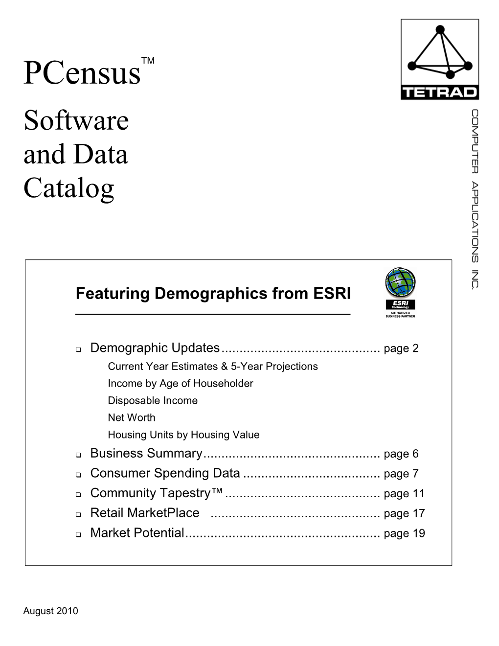 Featuring Demographics from ESRI