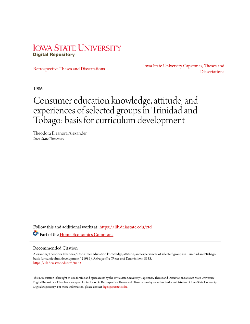 Consumer Education Knowledge, Attitude, and Experiences Of