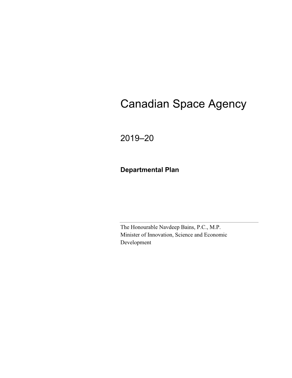 2019-20 Departmental Plan