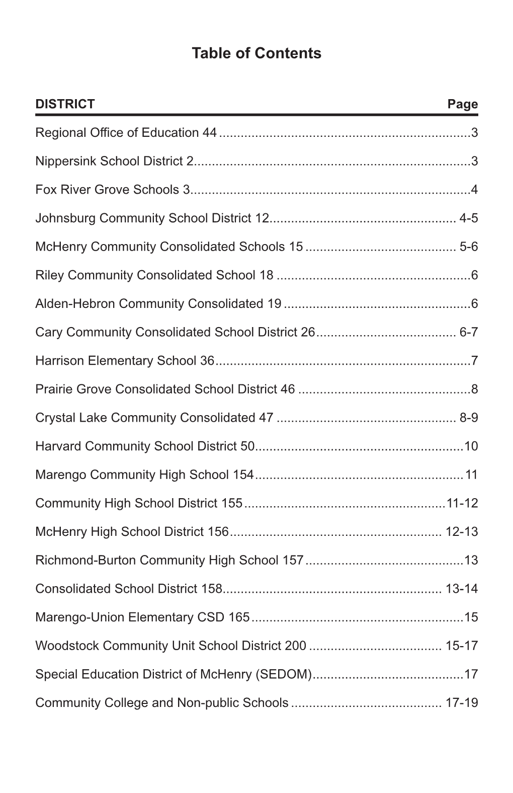 Table of Contents