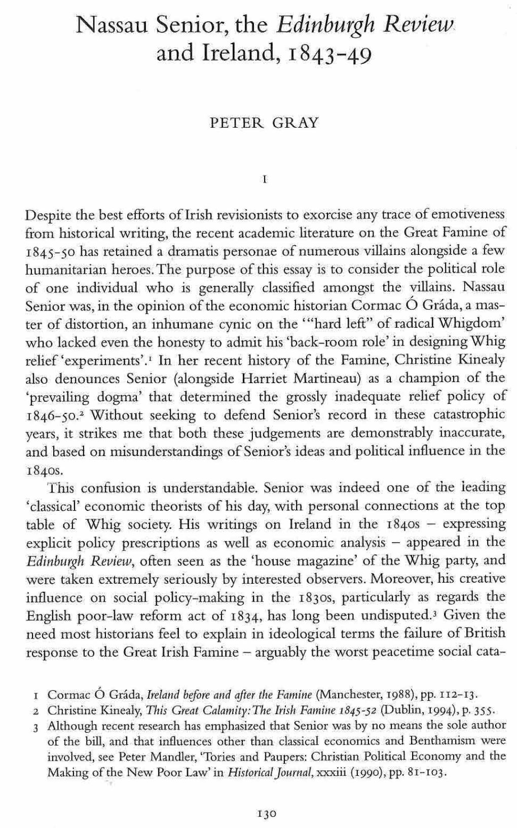 Nassau Senior, the Edinburgh Review. and Ireland, 1843-49