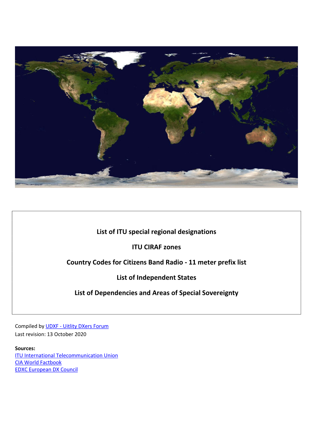 Country Codes for Citizens Band Radio - 11 Meter Prefix List