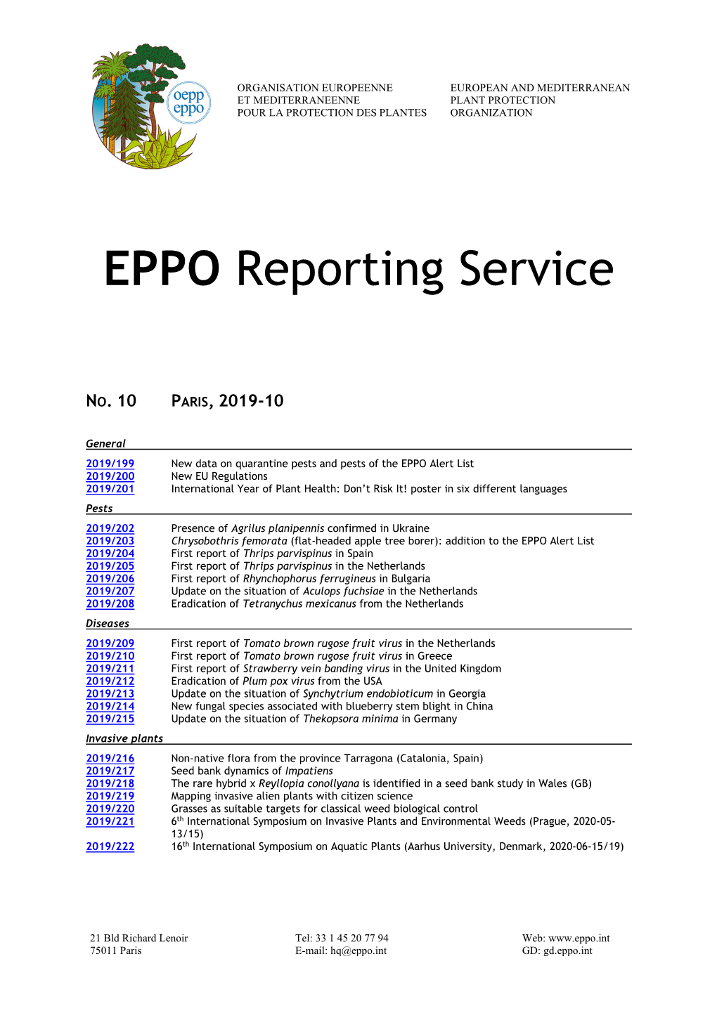 EPPO Reporting Service