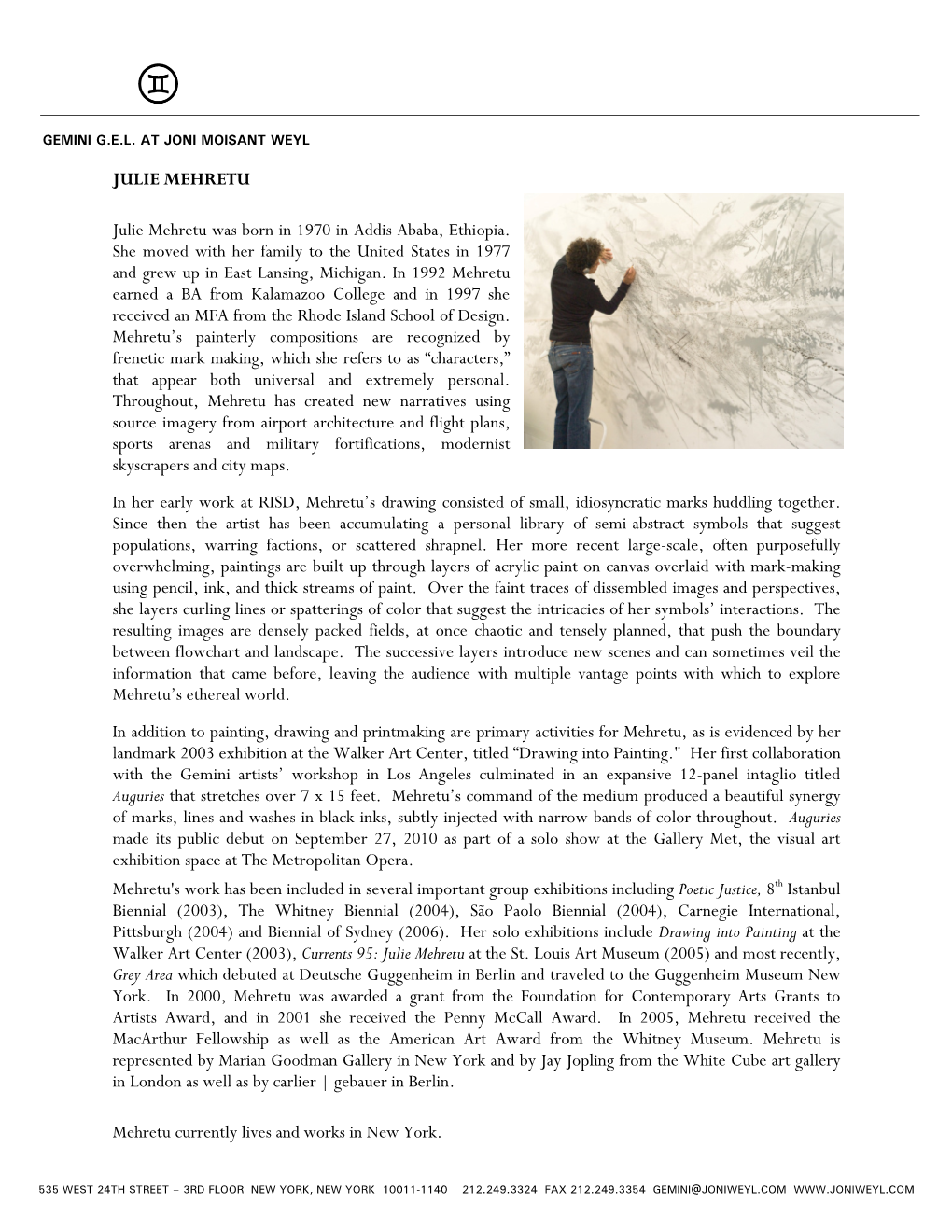 Julie Mehretu Biography (PDF)