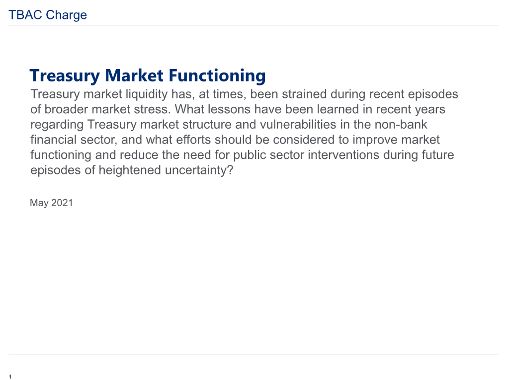 TBAC Presentation to the Fed Spring 2020 Treasury Market Stress