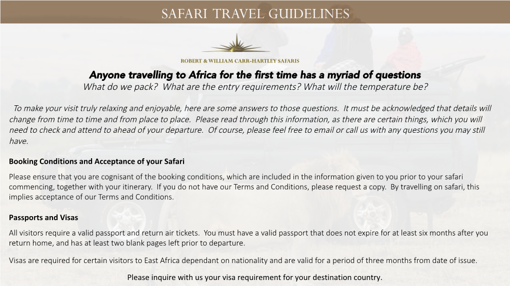 Safari Travel Guidelines