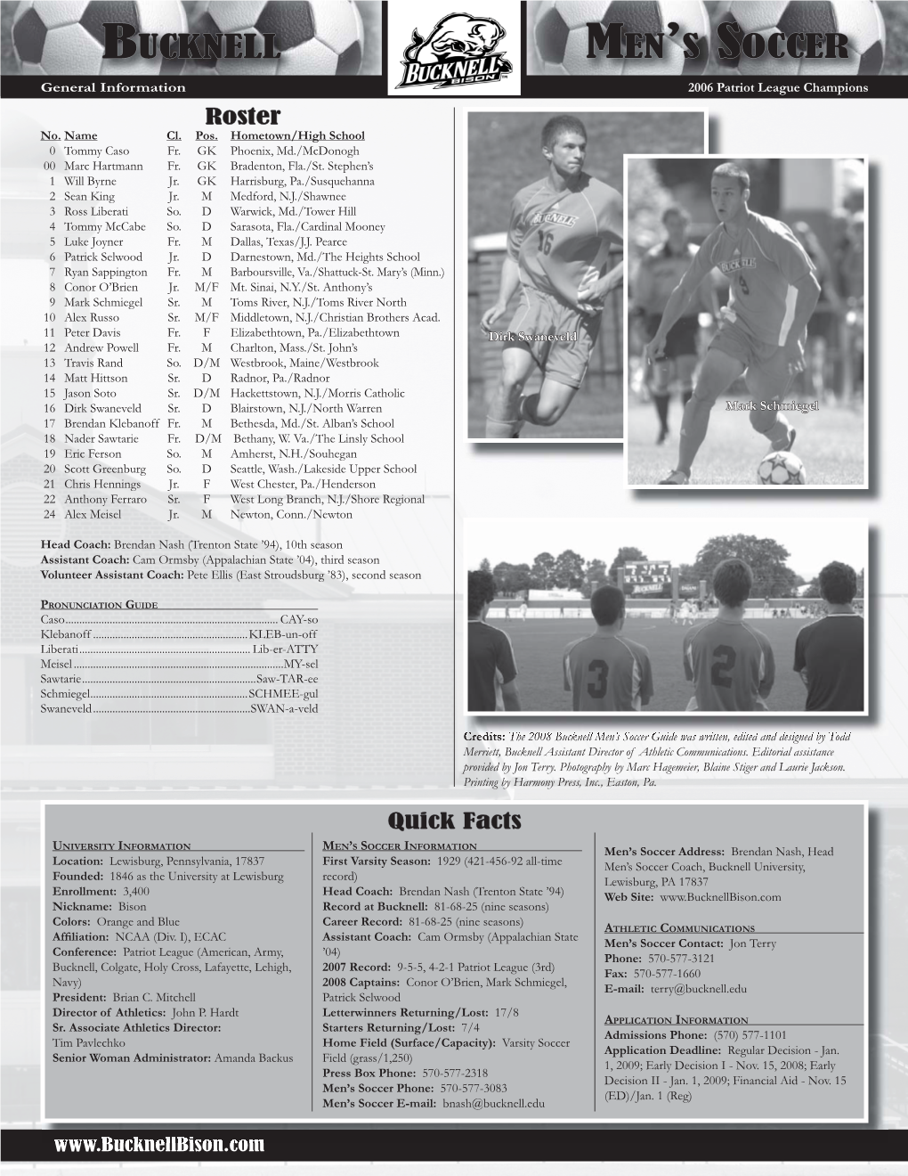 2008 Men's Soccer Media Guide.Indd