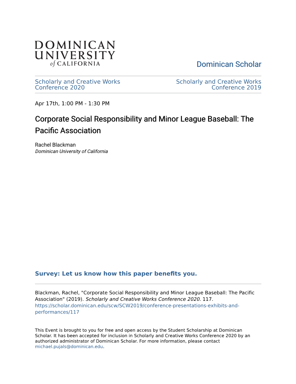 Corporate Social Responsibility and Minor League Baseball: the Pacific Association