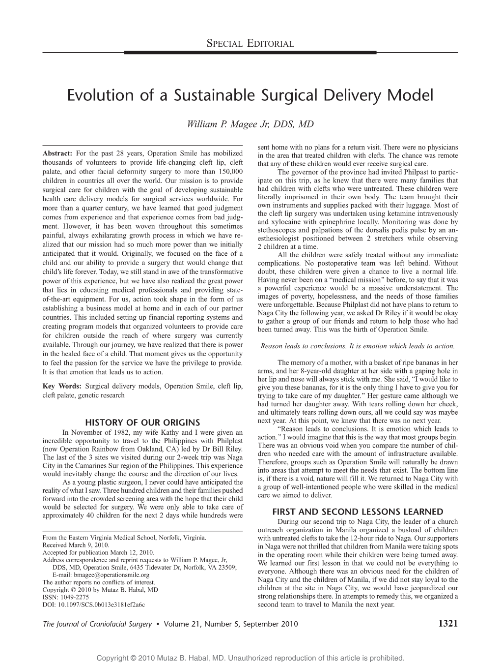 Evolution of a Sustainable Surgical Delivery Model