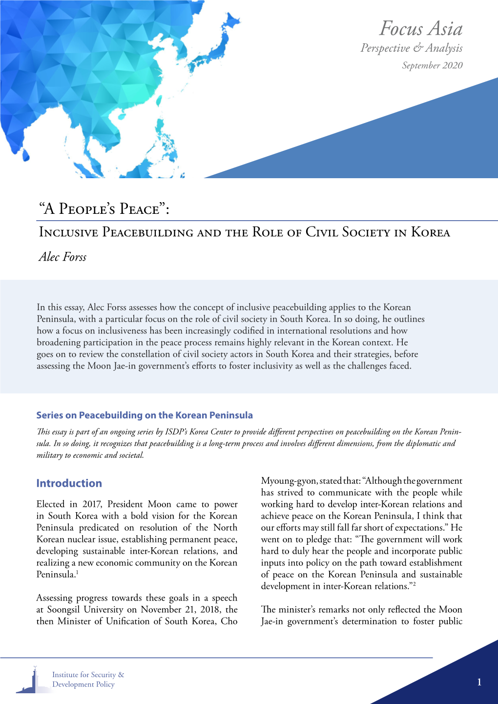 Focus Asia Perspective & Analysis September 2020