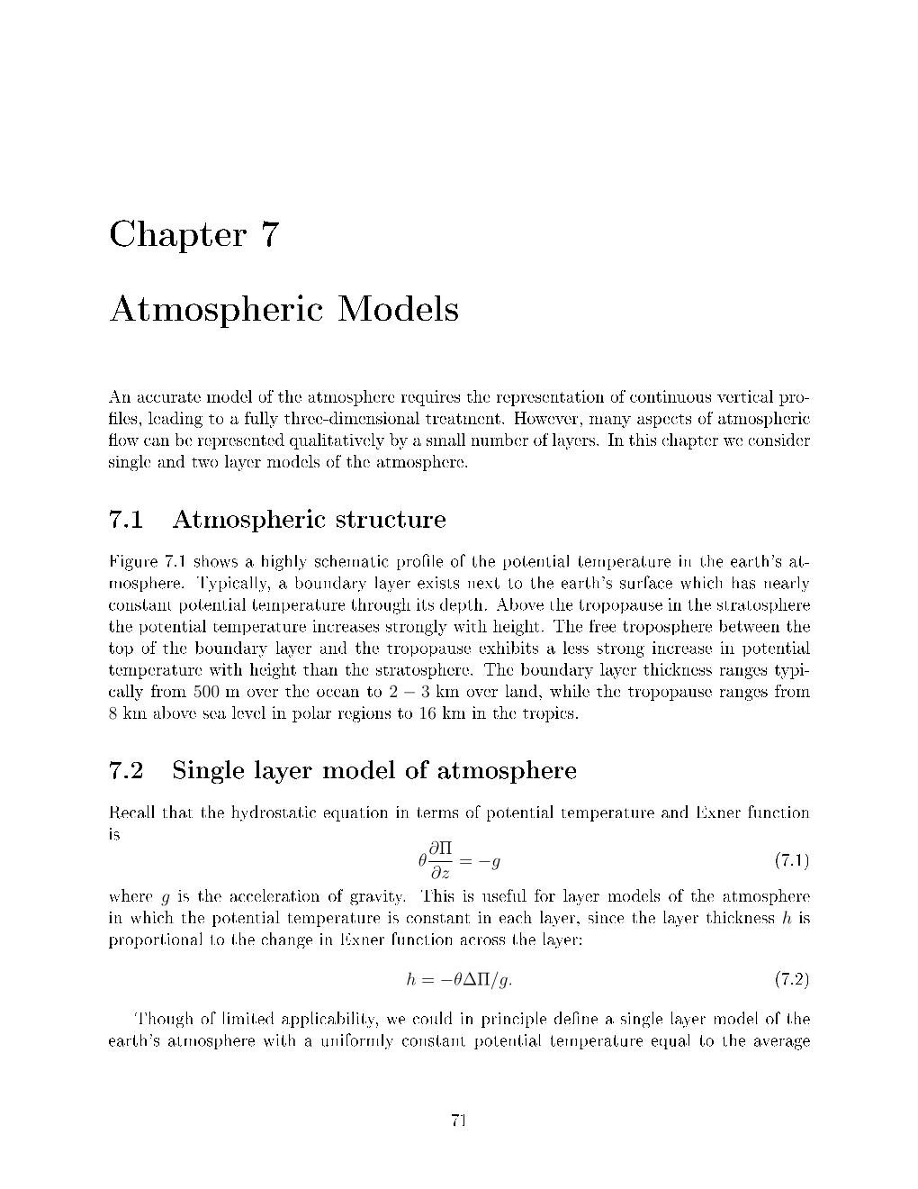 Chapter 7 Atmospheric Models