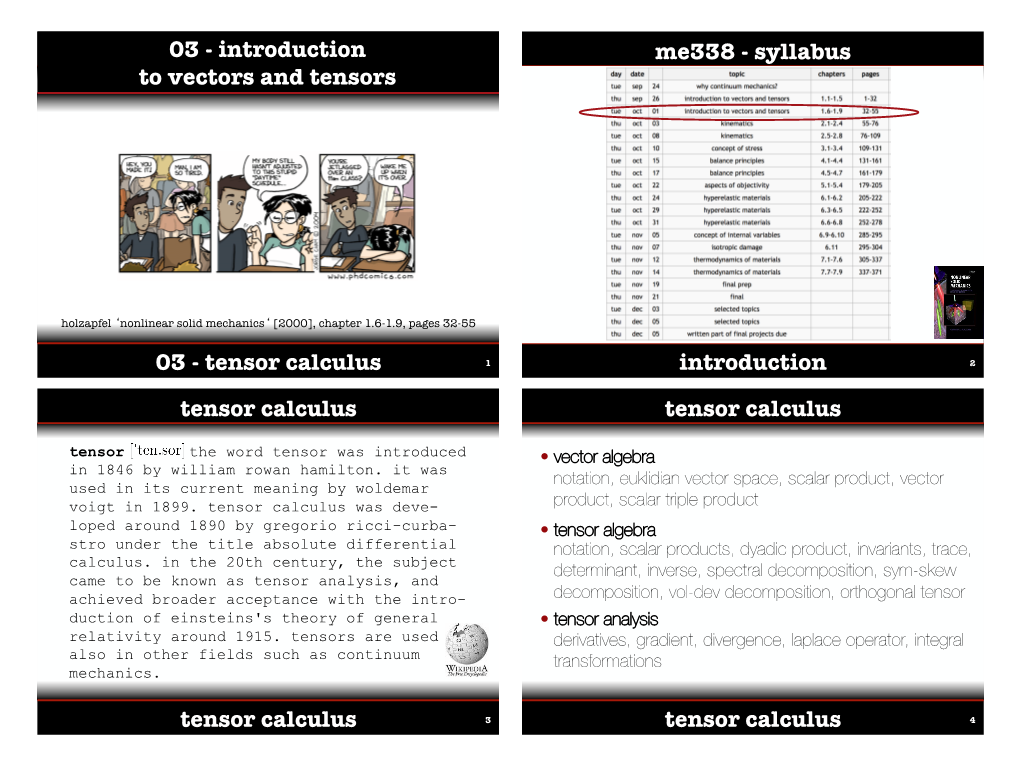 03 - Introduction Me338 - Syllabus to Vectors and Tensors