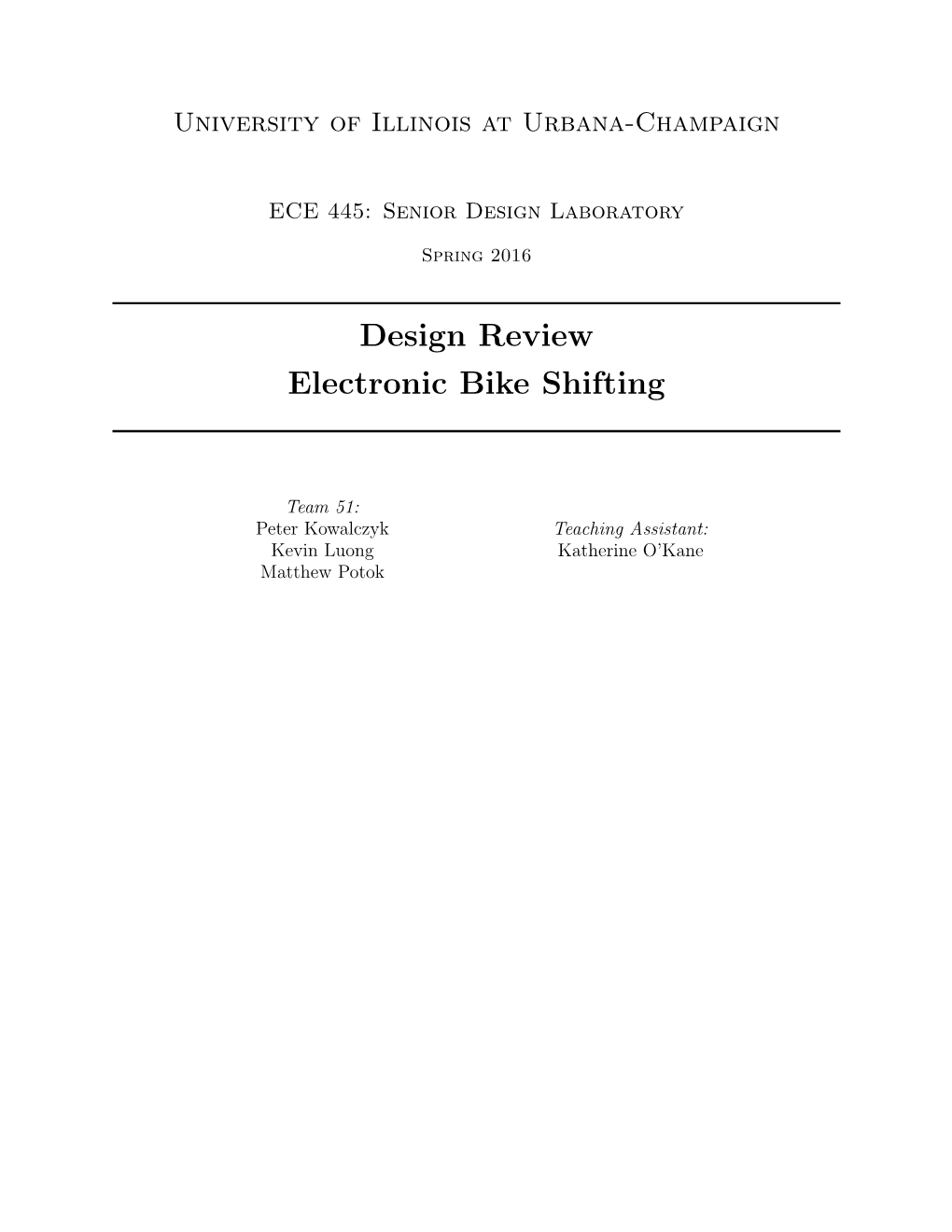 Design Review Electronic Bike Shifting