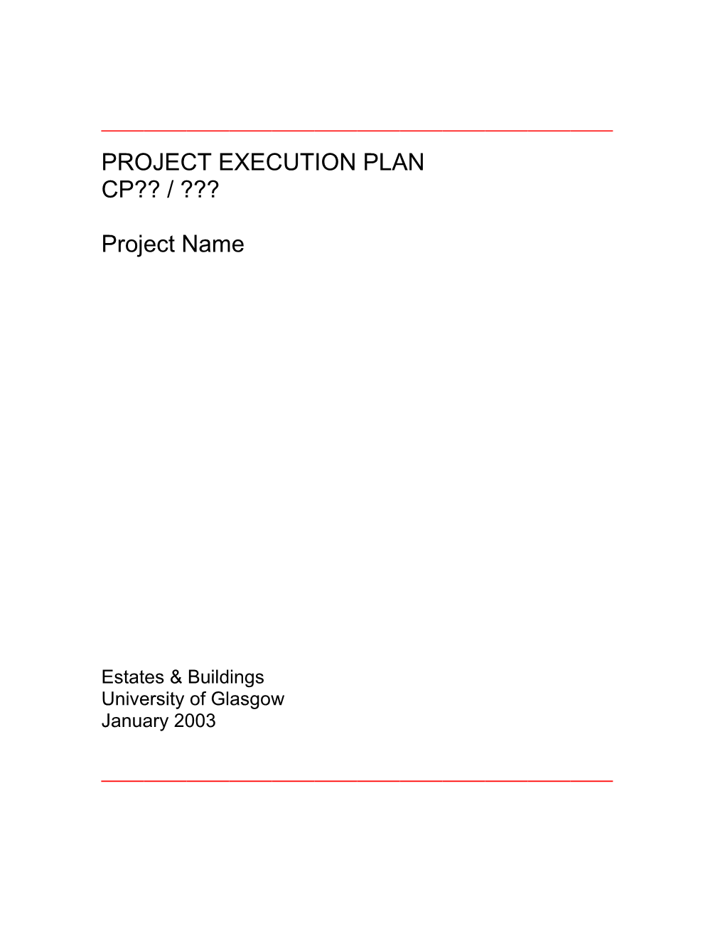 Project Execution Plan