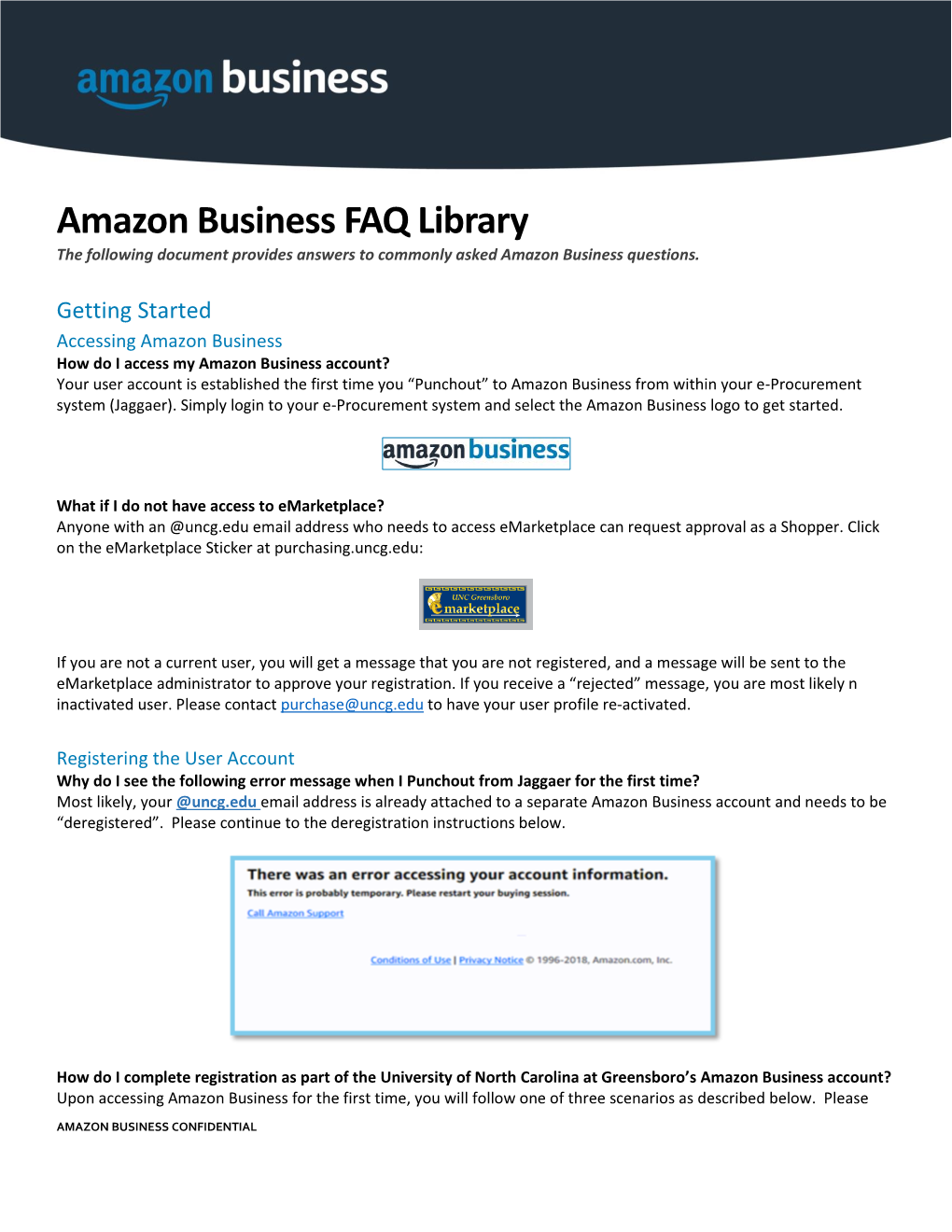 Amazon Business FAQ Library the Following Document Provides Answers to Commonly Asked Amazon Business Questions