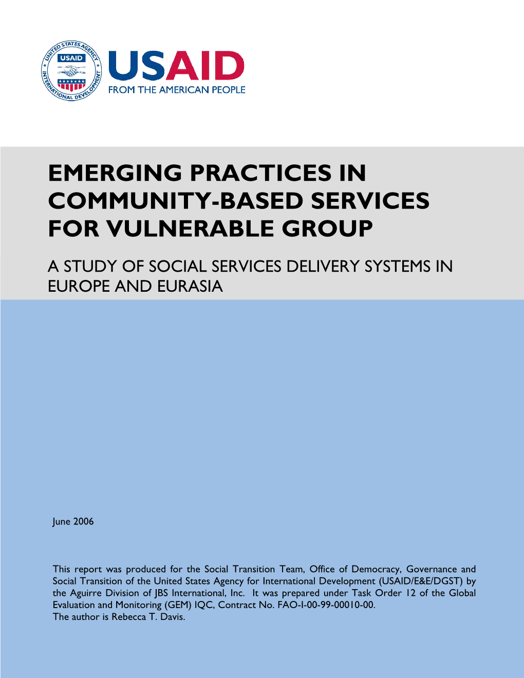 Emerging Practices in Community-Based Services for Vulnerable Group