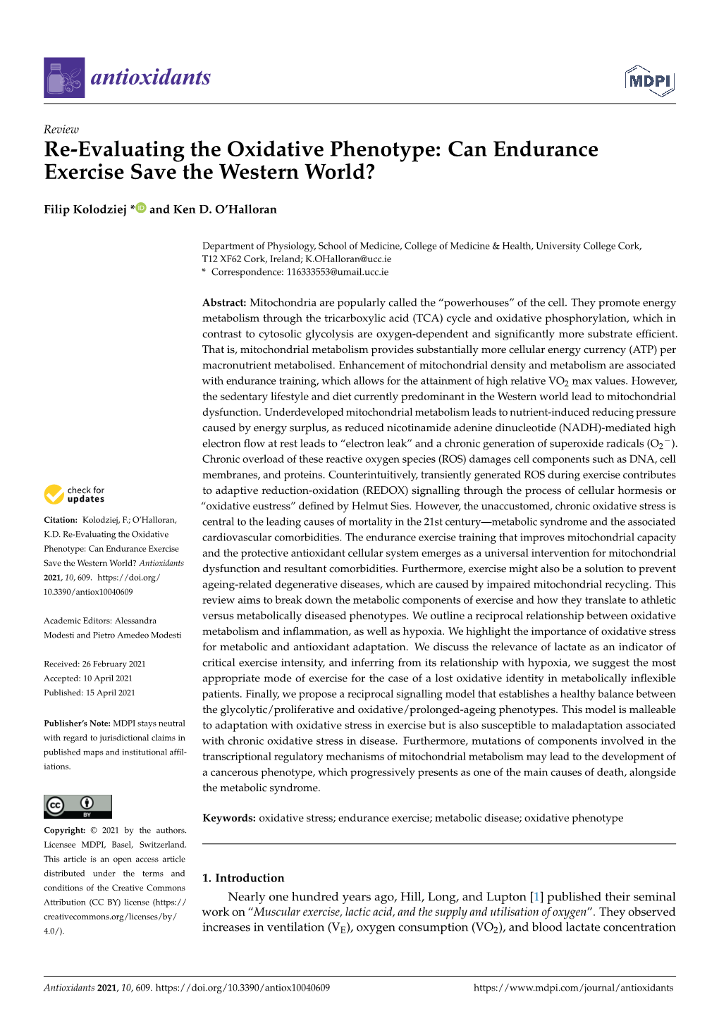 Can Endurance Exercise Save the Western World?