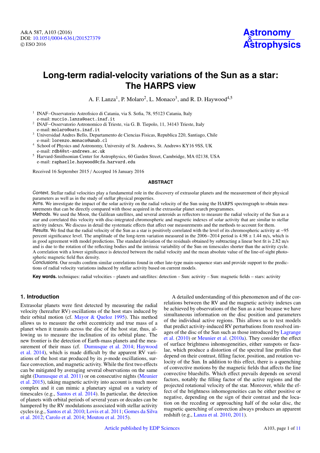 Long-Term Radial-Velocity Variations of the Sun As a Star: the HARPS View A