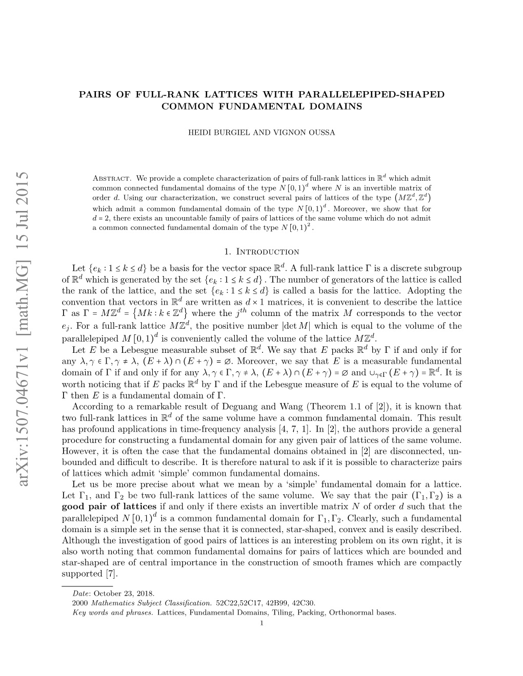 Pairs of Full-Rank Lattices with Parallelepiped-Shaped Common Fundamental Domains