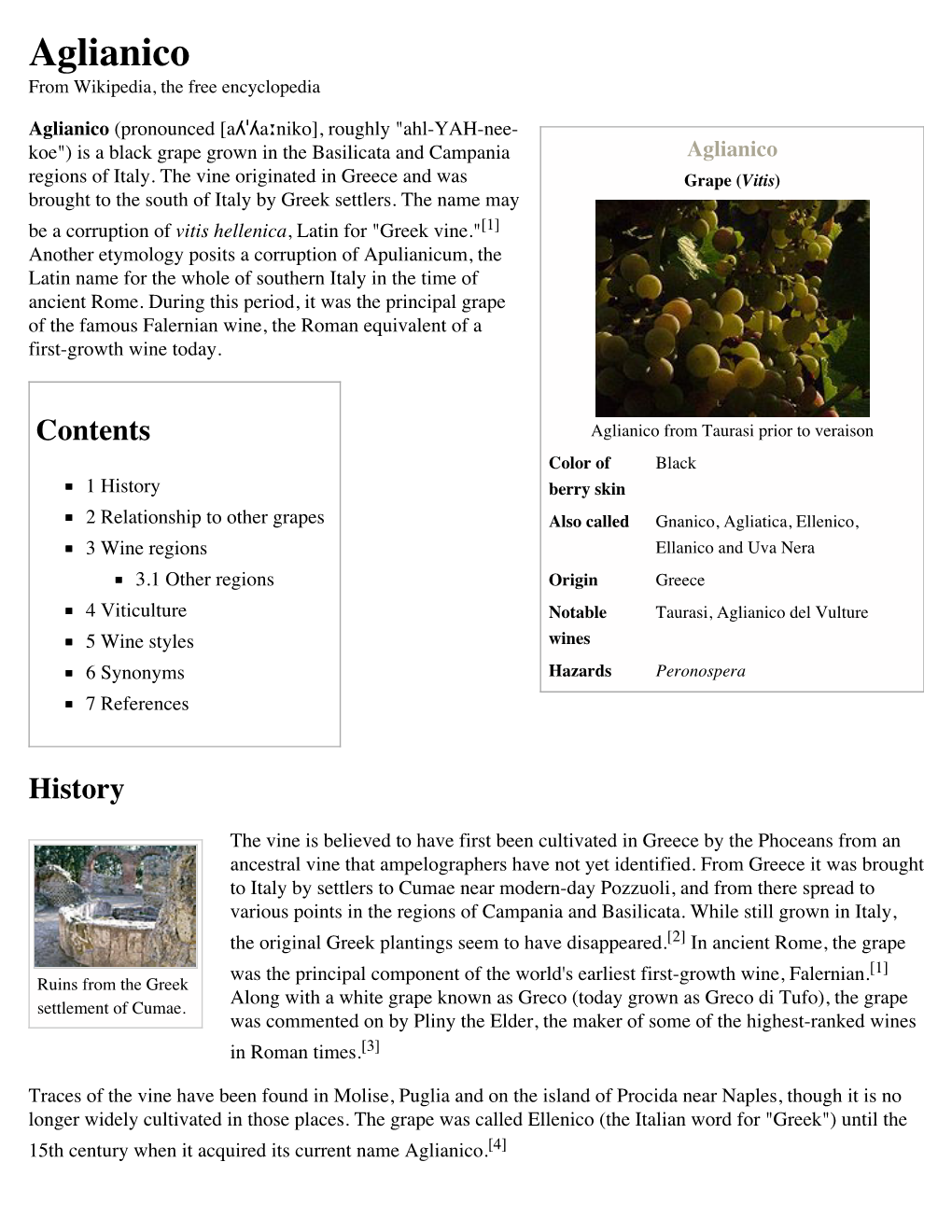 Aglianico from Wikipedia, the Free Encyclopedia