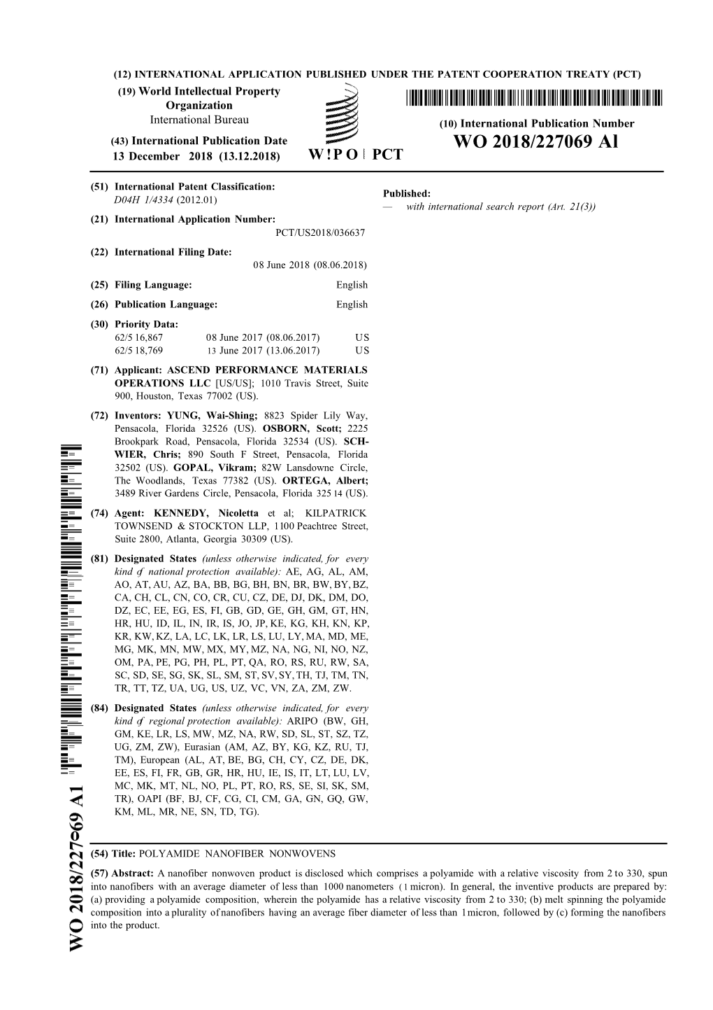 WO 2018/227069 Al 13 December 2018 (13.12.2018) W !P O PCT