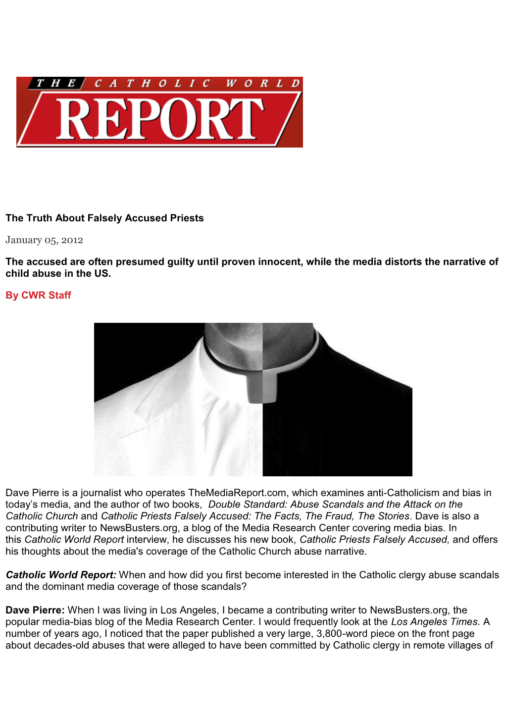 Interview the Truth About Falsely Accused Priests January 05, 2012