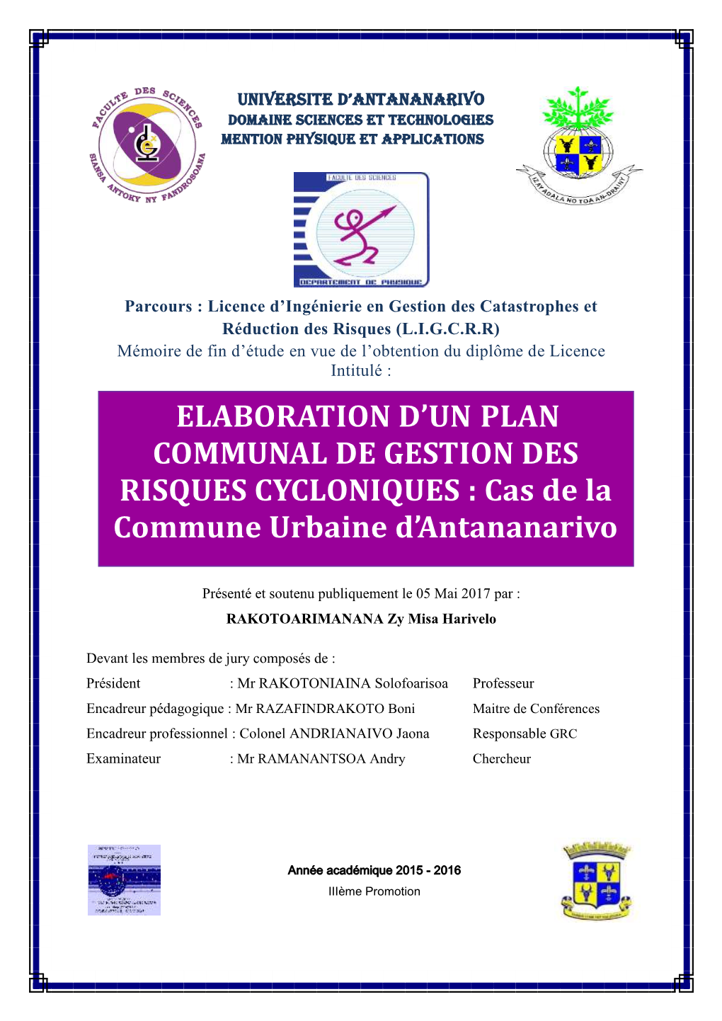 Elaboration D'un Plan Communal De Gestion Des