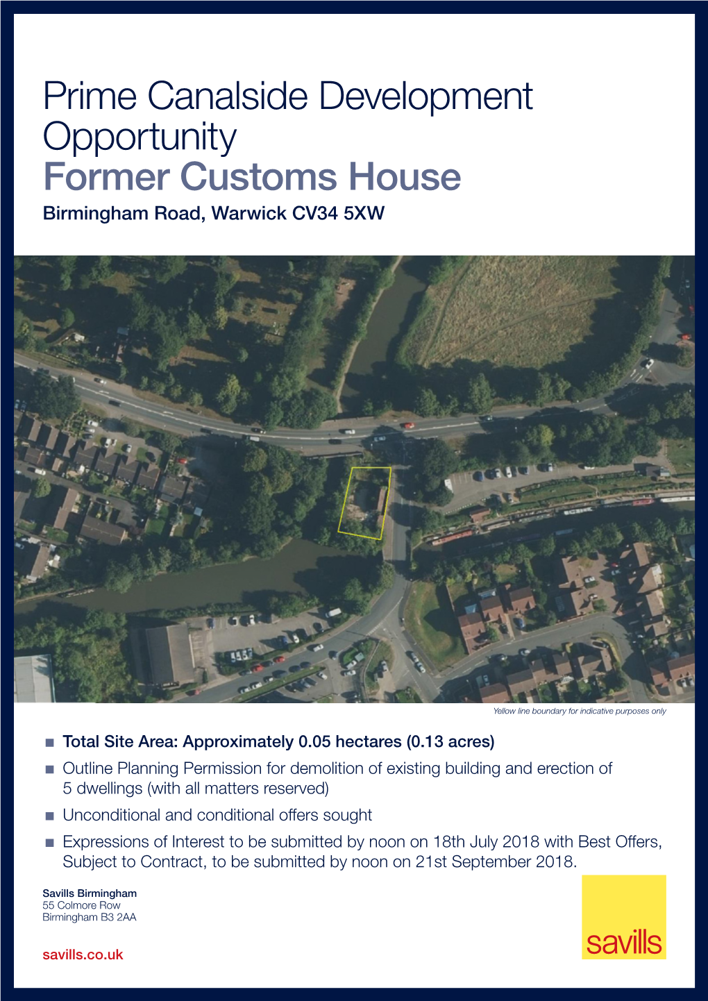 Prime Canalside Development Opportunity Former Customs House Birmingham Road, Warwick CV34 5XW