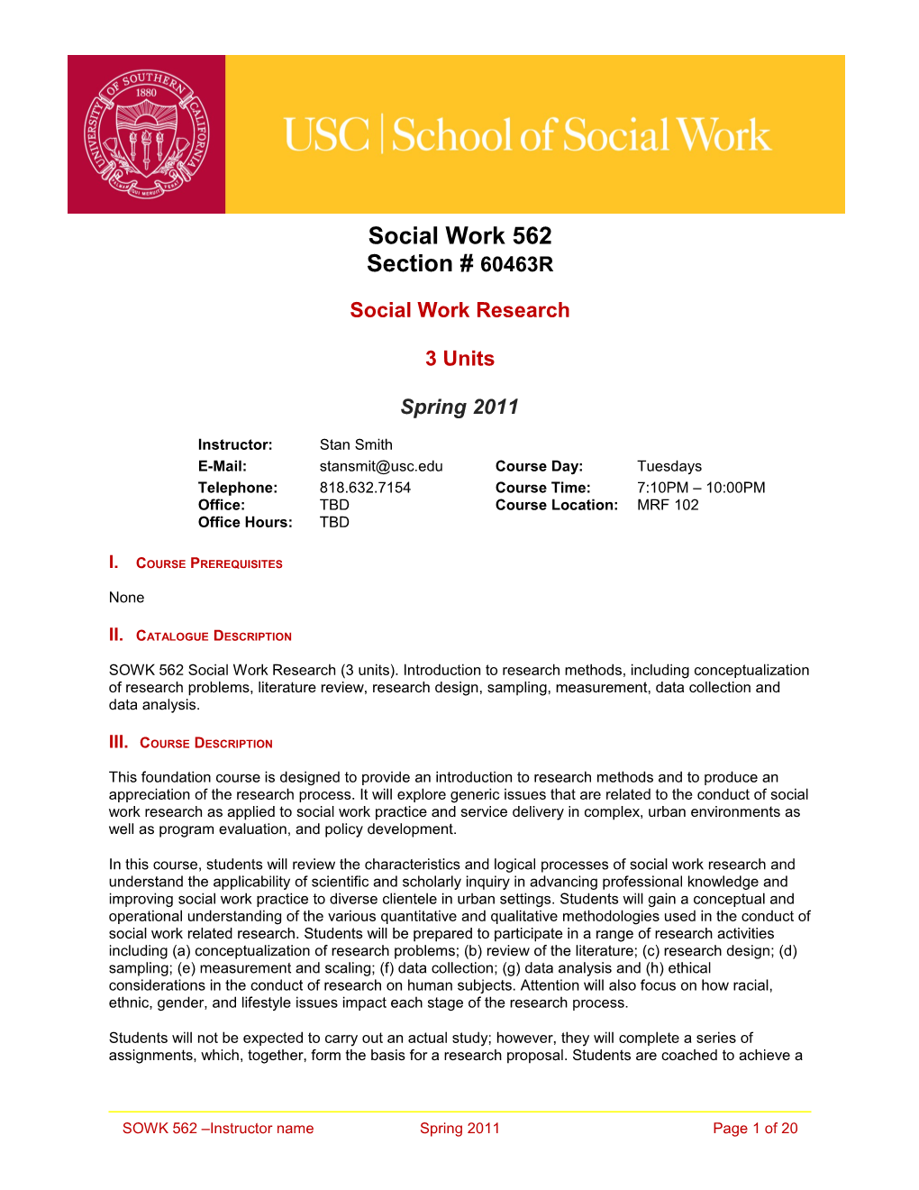 School of Social Work Syllabus Template Guide s14