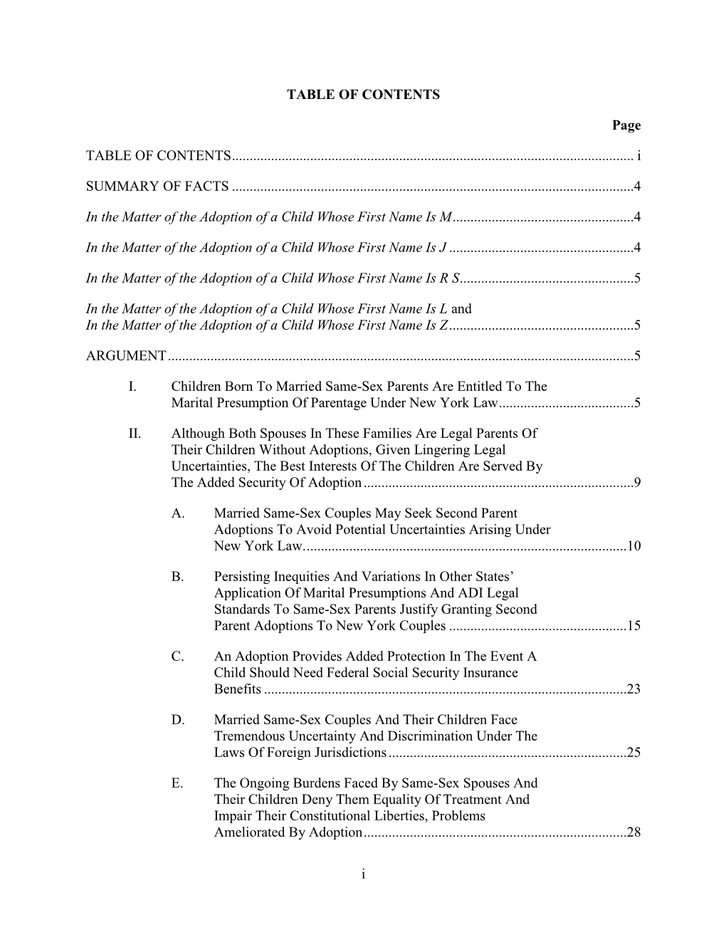 Table of Contents