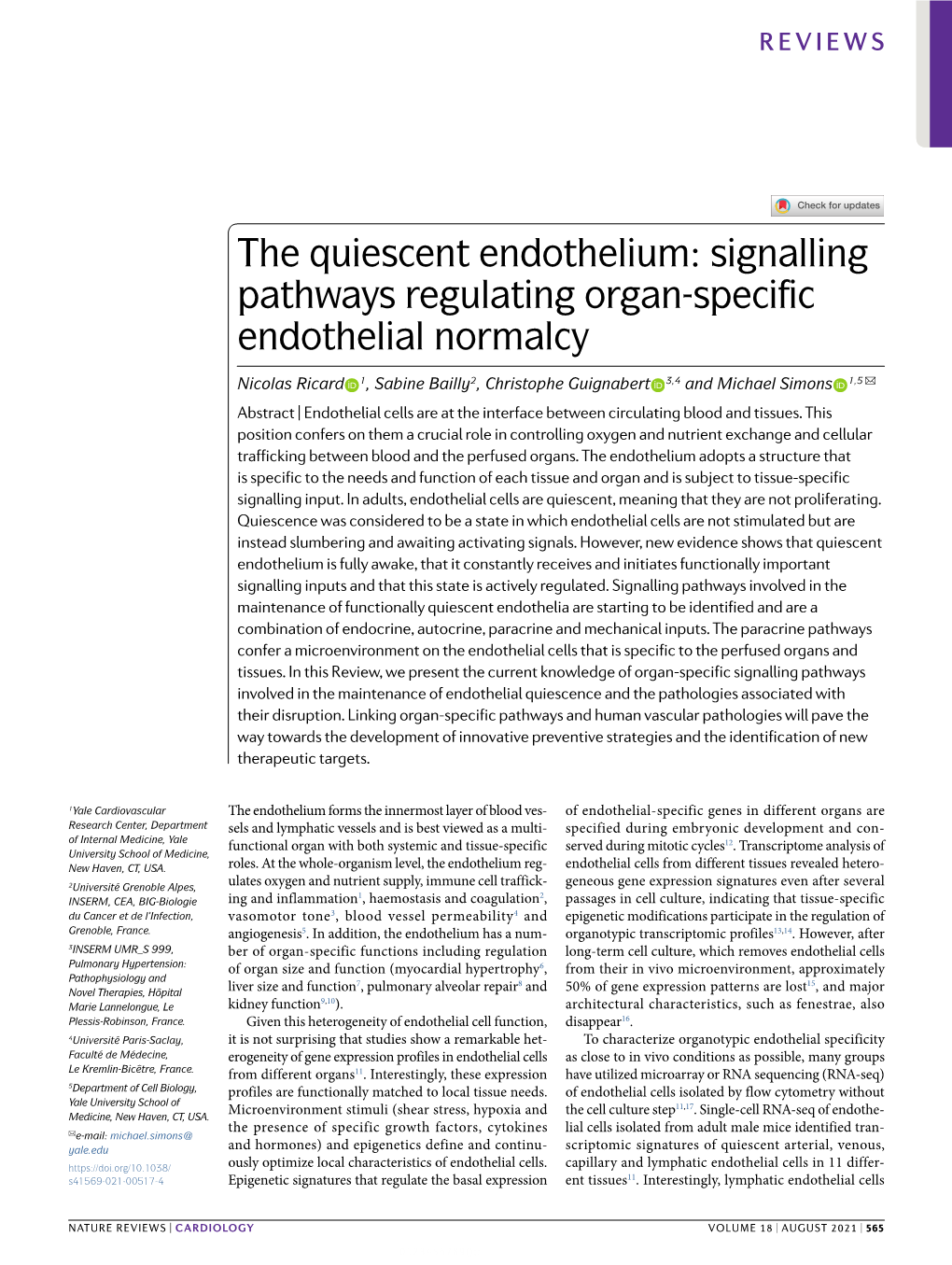 Signalling Pathways Regulating Organ-Specific Endothelial