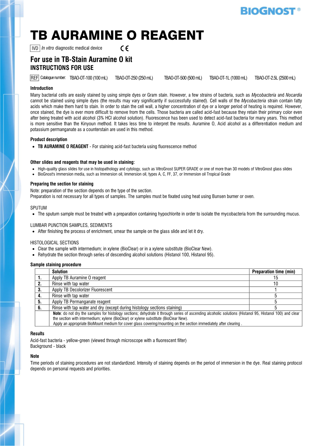 Tb Auramine O Reagent