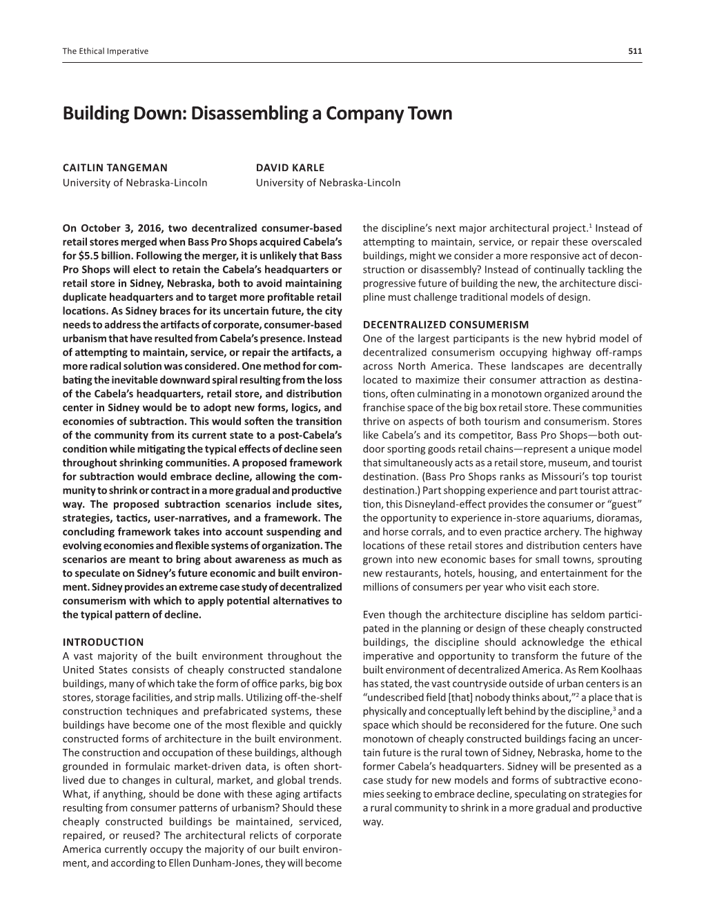 Building Down: Disassembling a Company Town