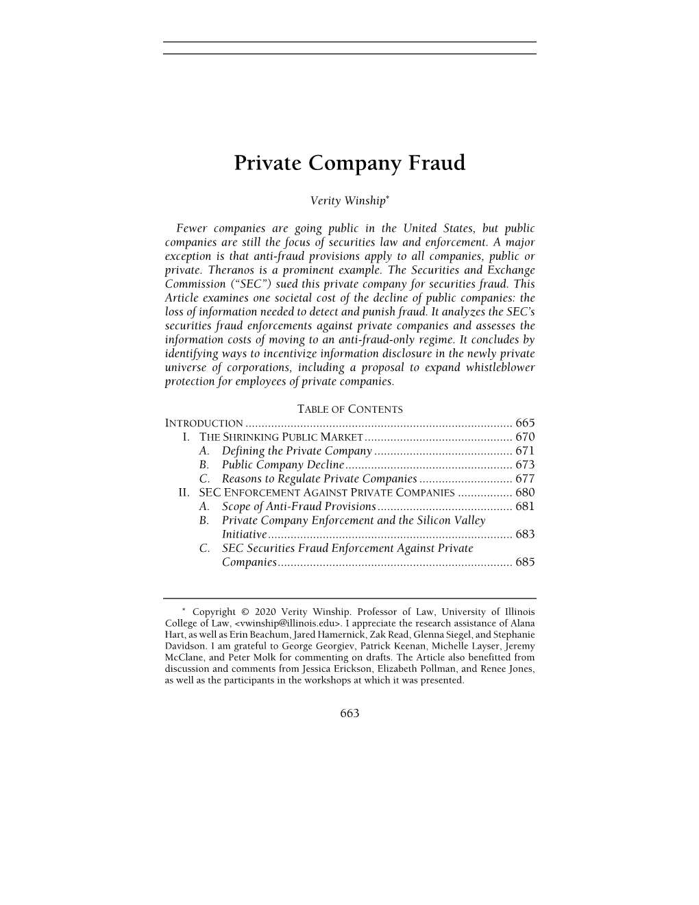 Private Company Fraud