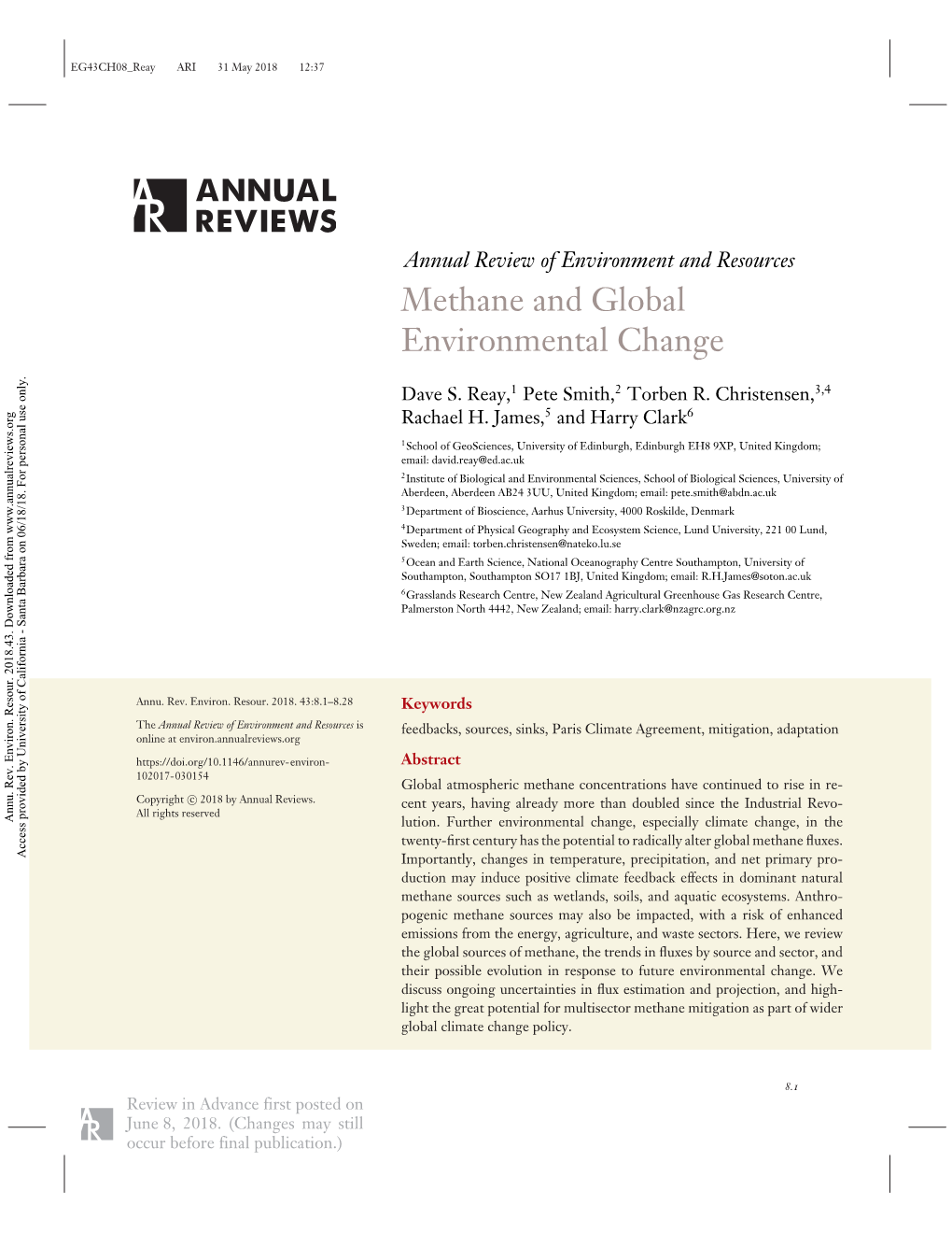 Methane and Global Environmental Change