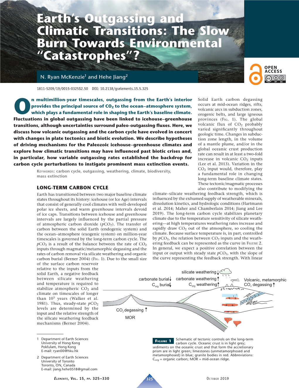 Earth's Outgassing and Climatic Transitions