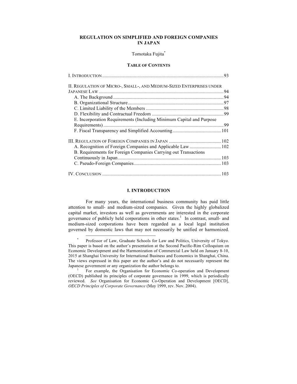 Regulation on Simplified and Foreign Companies in Japan